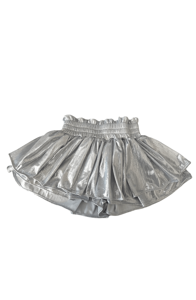 Lola + The Boys Metallic Skort, Main, color, Metallic Silver