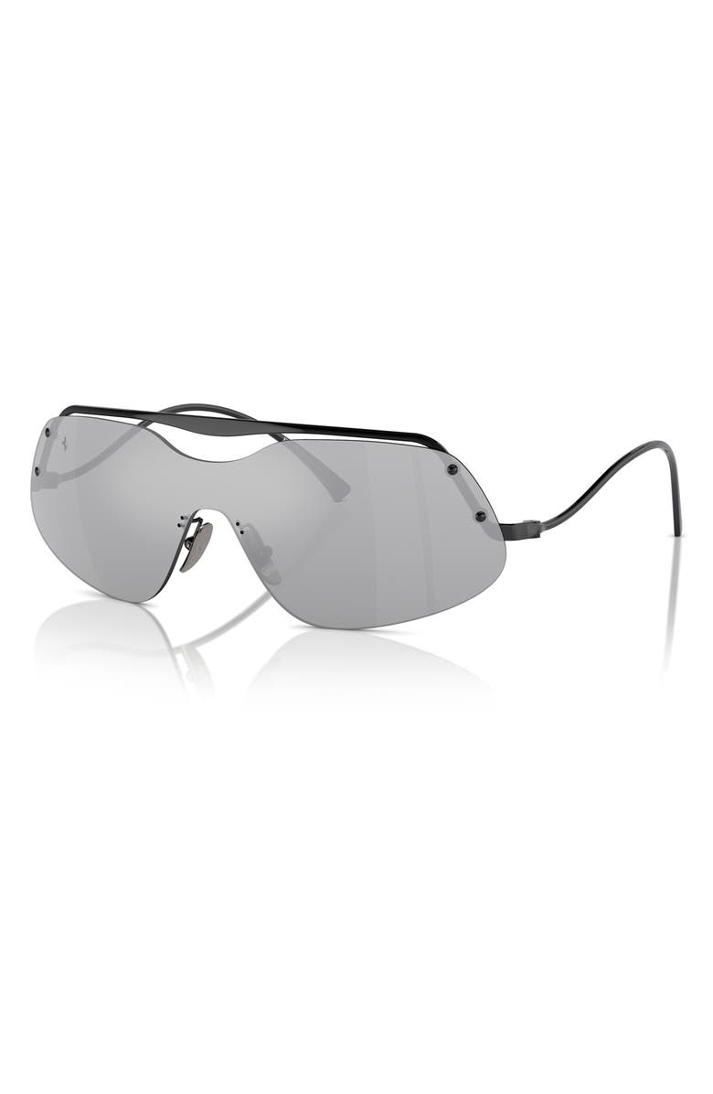 Scuderia Ferrari 138mm Rectangular Sunglasses, Alternate, color, Black / Mirror Silver
