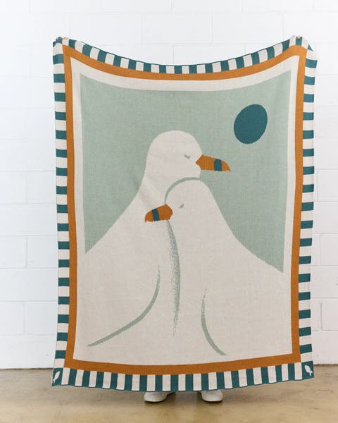 Lovebirds Knit Throw Blanket
