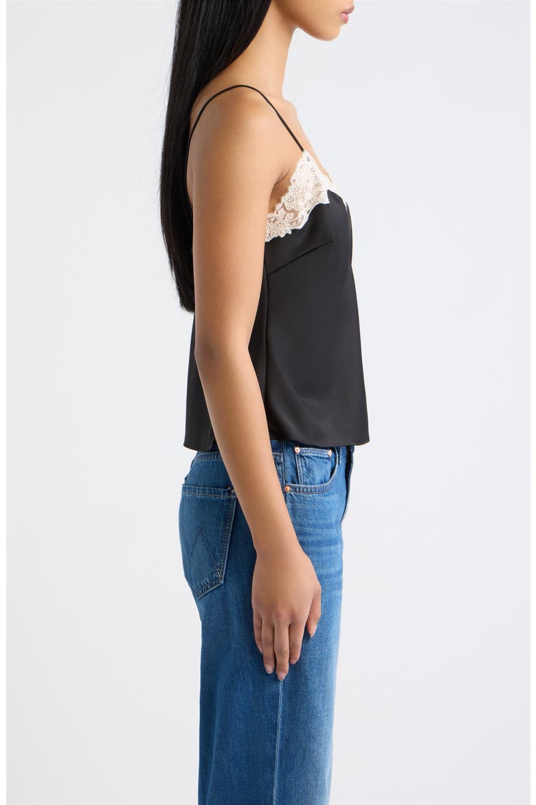 Roxsana Lace Trim Satin Camisole, Alternate, color, BLACK