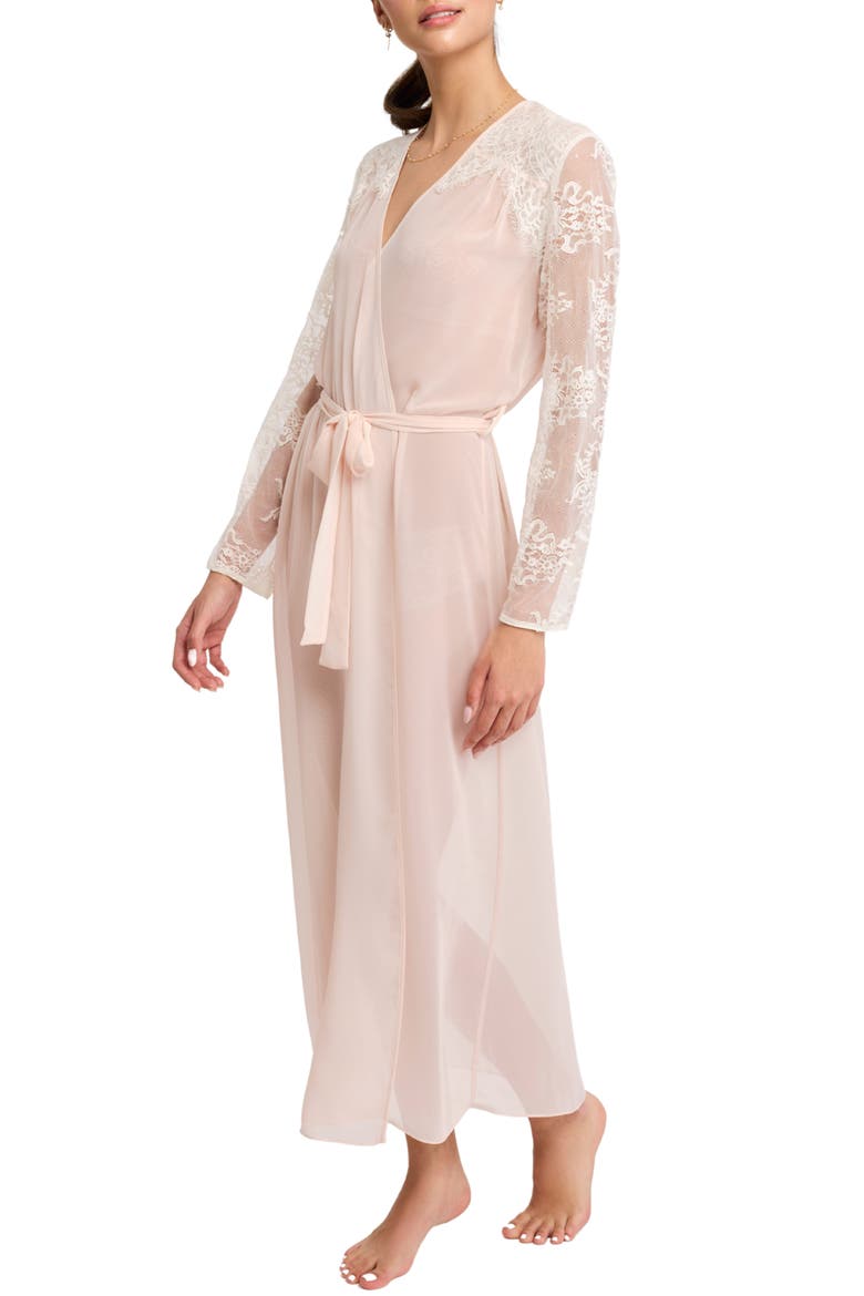 Giselle Lace & Chiffon Long Robe, Alternate, color, BLUSH