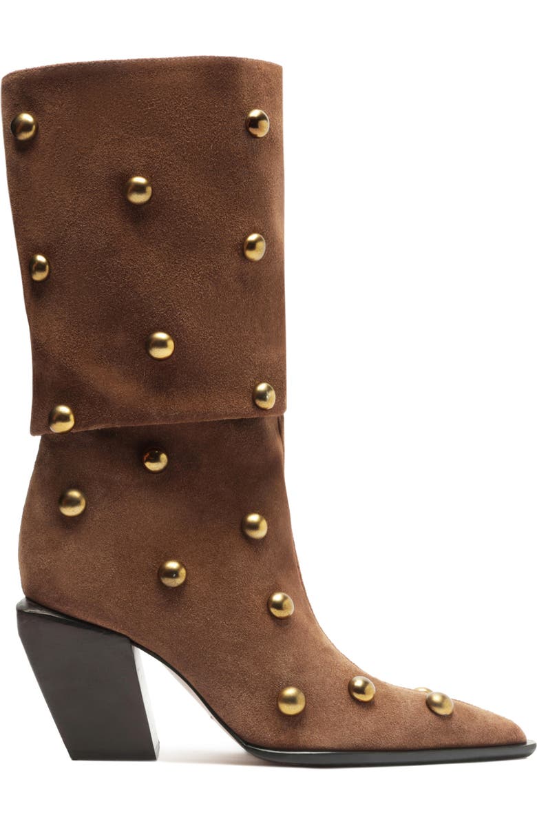 Schutz Tulsa Stud Pointed Toe Boot, Alternate, color, Pecan Brown