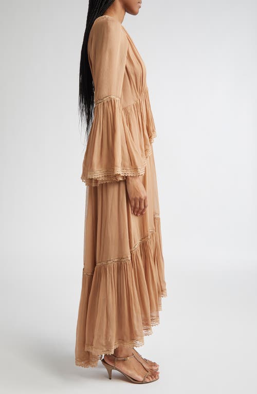 Zimmermann Hypnotic Peplum Long Sleeve Flutter Dress In Brown