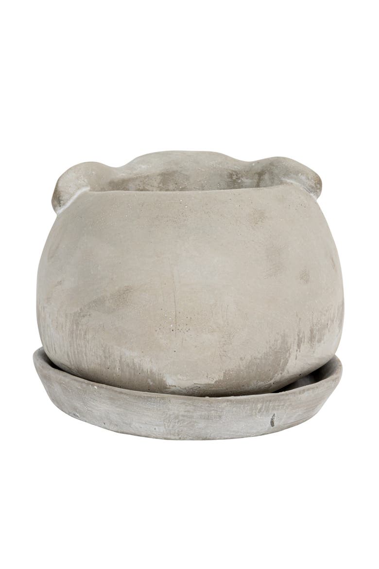 Cement Rabbit Planter with Saucer Set, Grey, Alternate, color, Grey