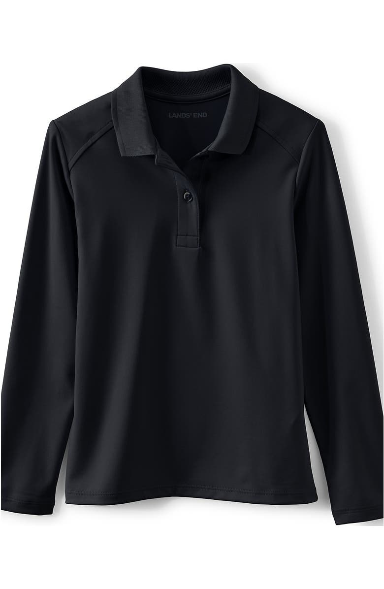 Lands' End School Uniform Girls Long Sleeve Feminine Fit Rapid Dry Polo Shirt, Alternate, color, Black