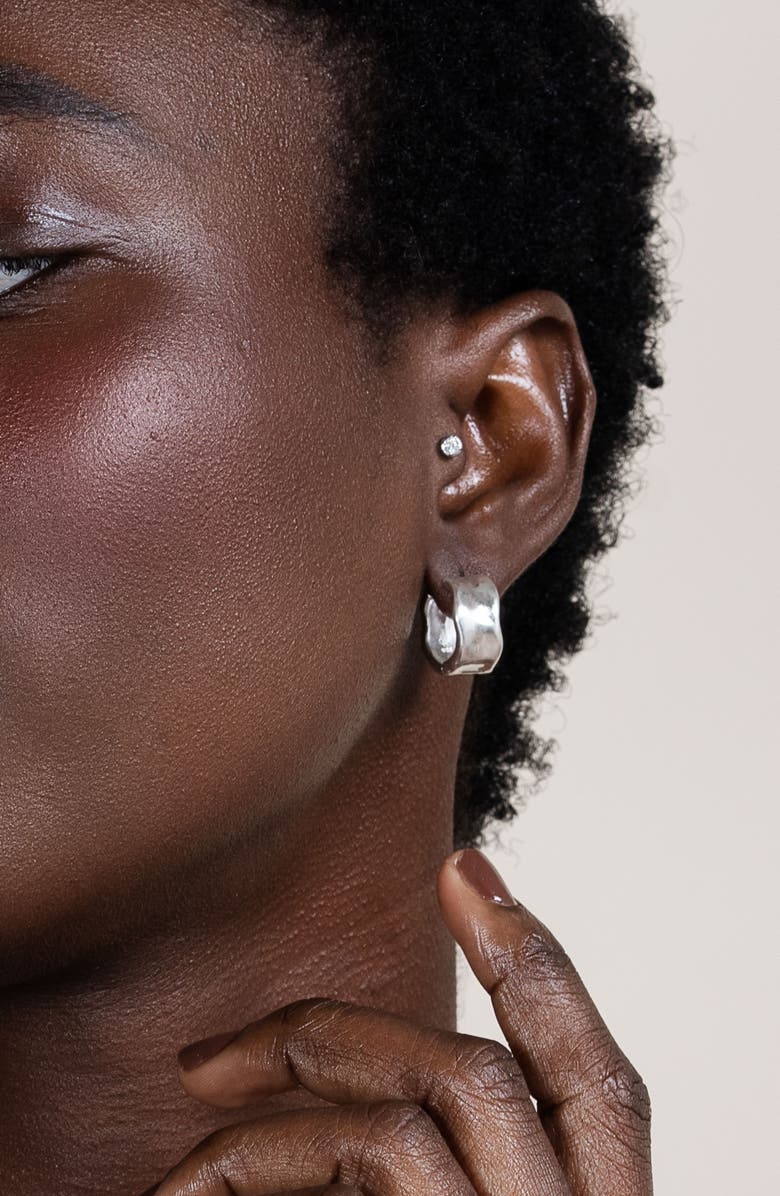 Dower & Hall Wide Waterfall Huggie Hoops, Alternate, color, Sterling Silver