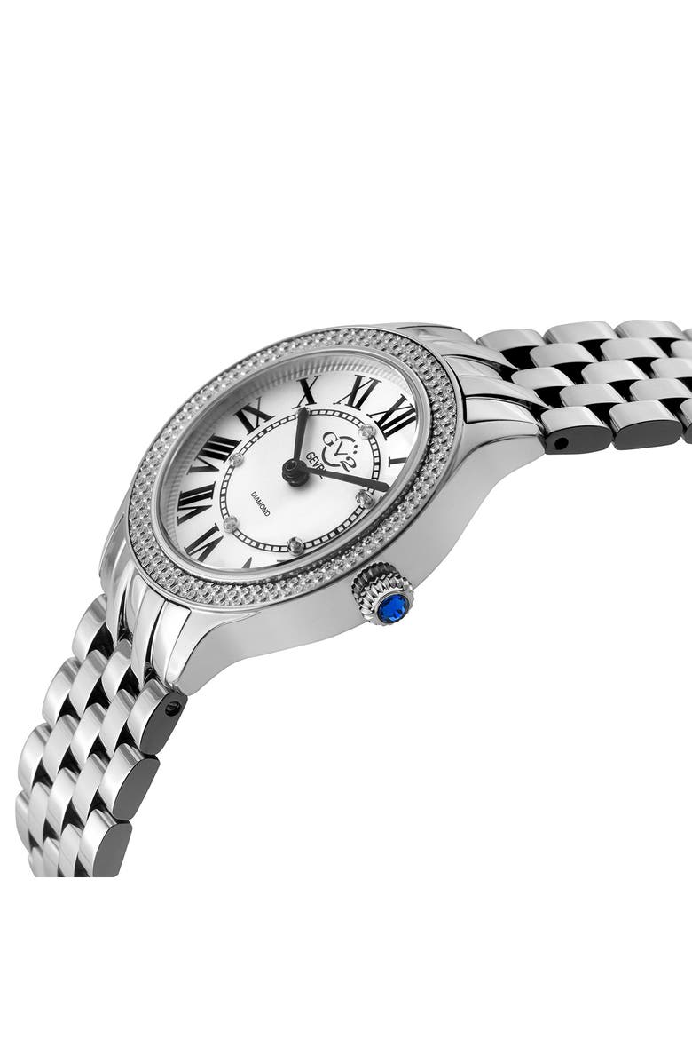 GEVRIL Milan Diamond Dial Swiss Quartz Bracelet Watch, 32mm - 0.03ct., Alternate, color, Silver
