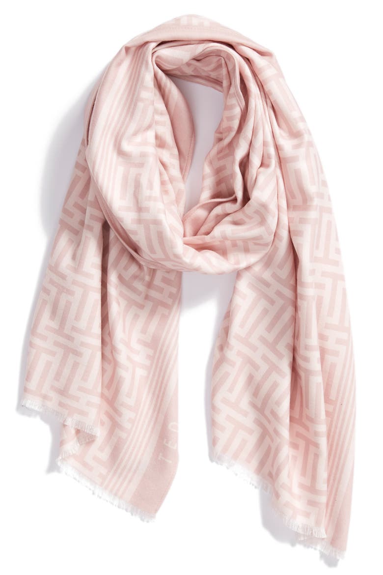 Tedete Logo Print Scarf, Alternate, color, DUSKY PINK