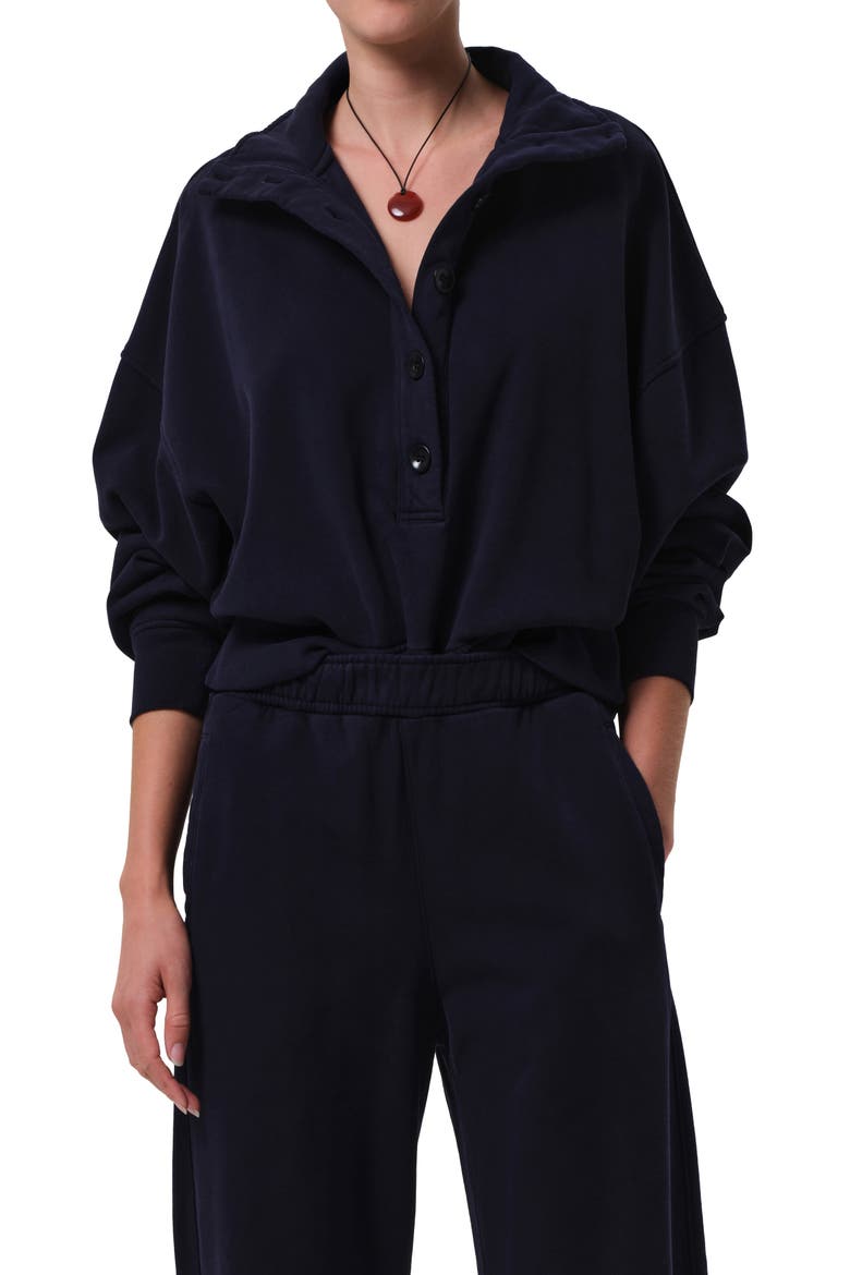 Mirelle Oversize Henley Sweatshirt, Main, color, NAVY