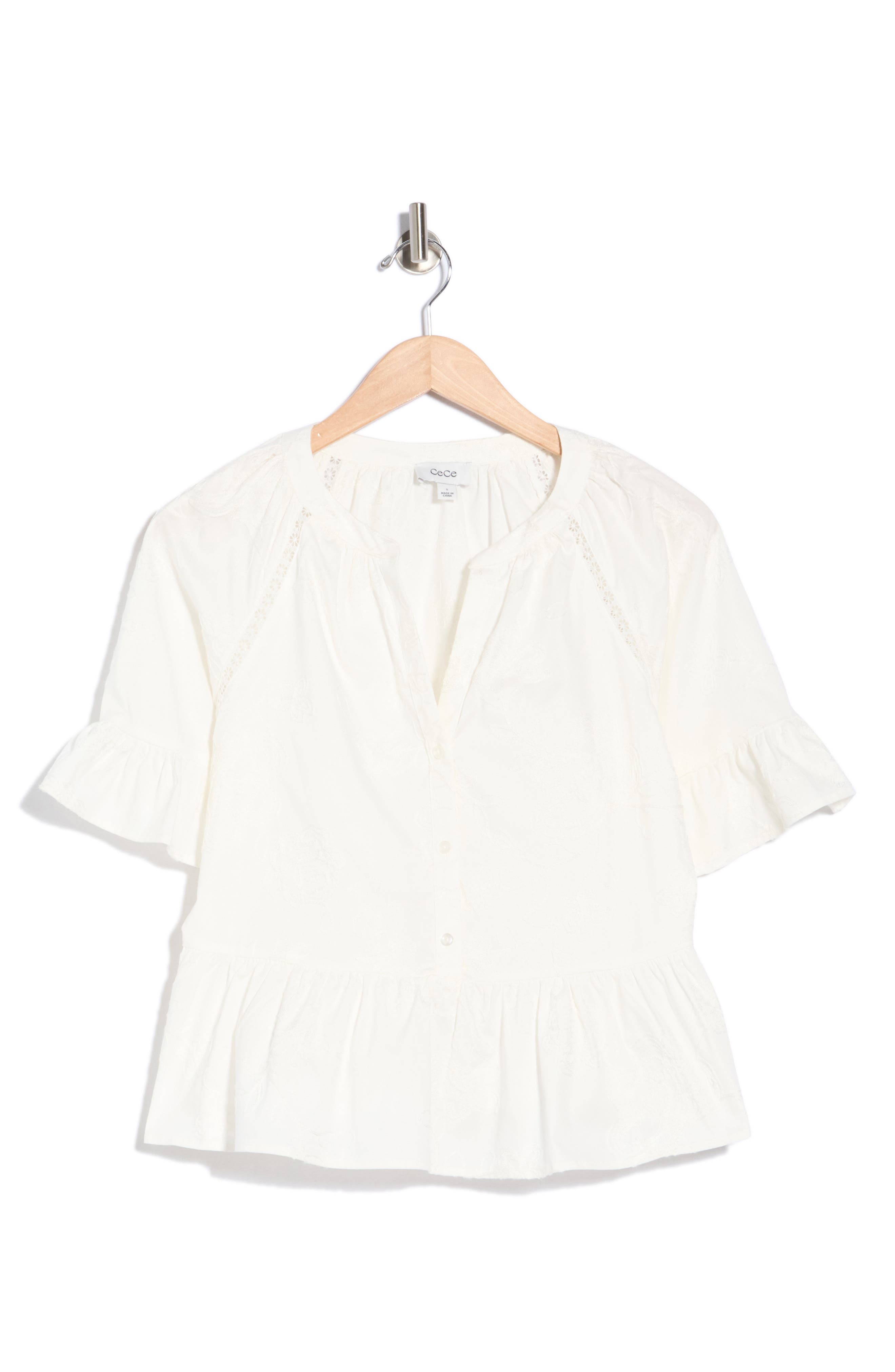 CeCe Ruffle Short Sleeve Peplum Top (Women) | Nordstromrack