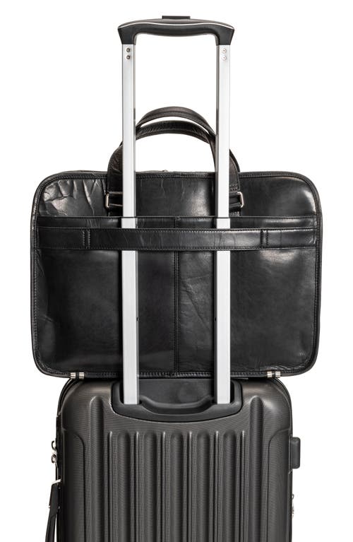 Mancini Triple Compartment Leather Briefcase In Black