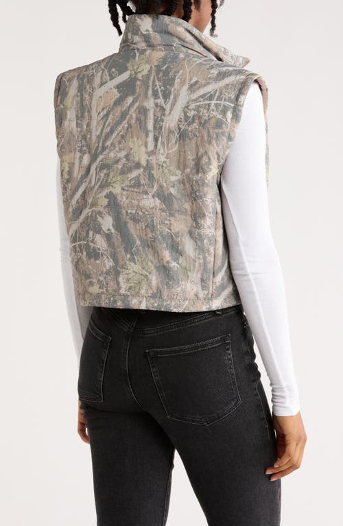 Thread & Supply Camo Crop Puffer Vest In Gray