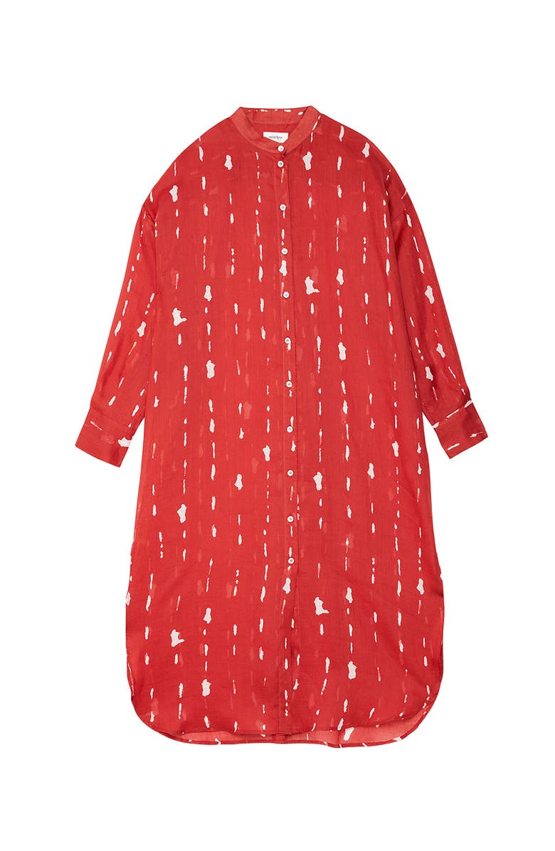 ottod'Ame Printed Midi Shirt Dress With Korean Collar, Alternate, color, Red