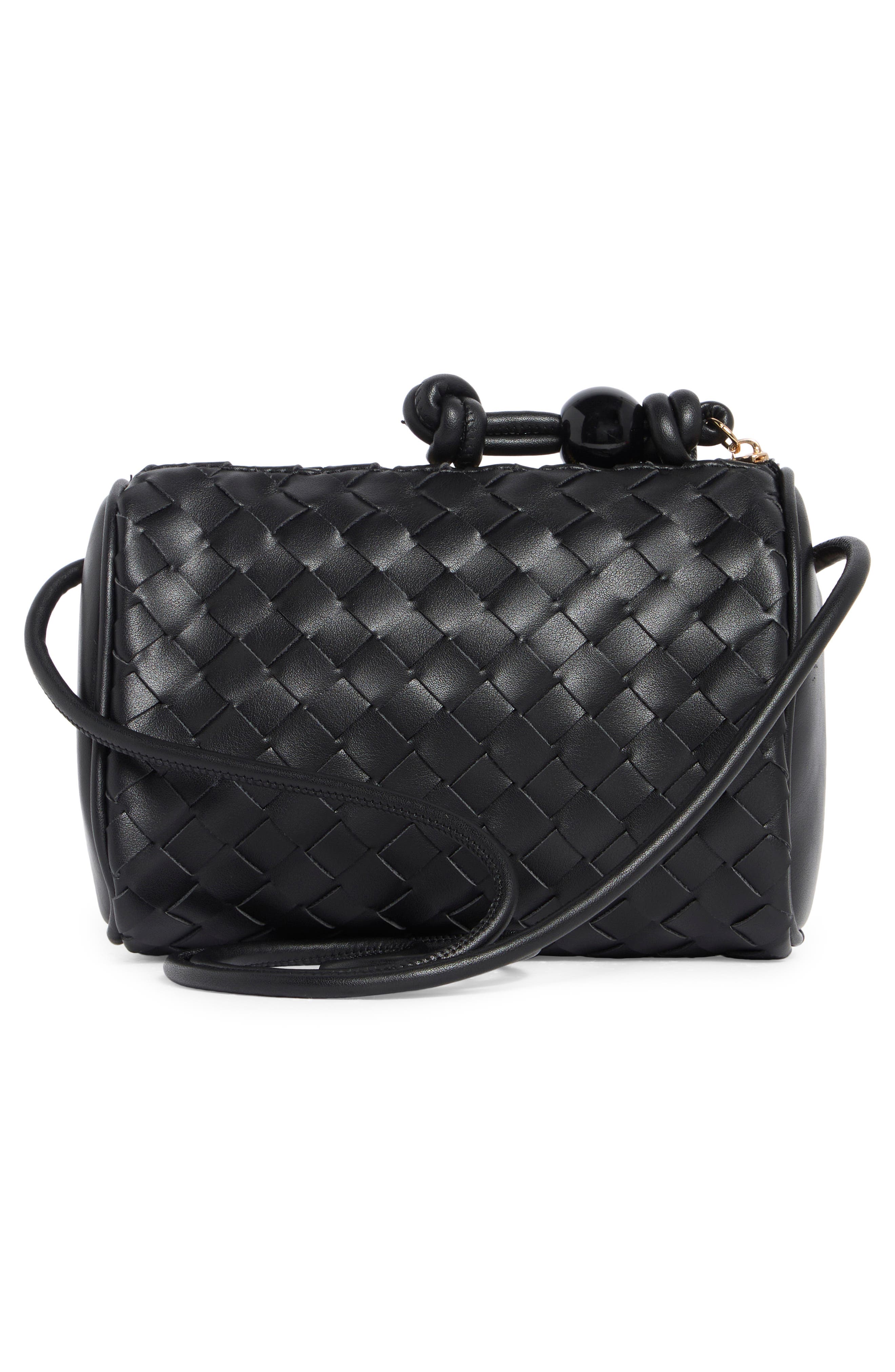URBAN EXPRESSIONS HANDBAGS Woven Faux Leather Crossbody Bag, Alternate, color, Black