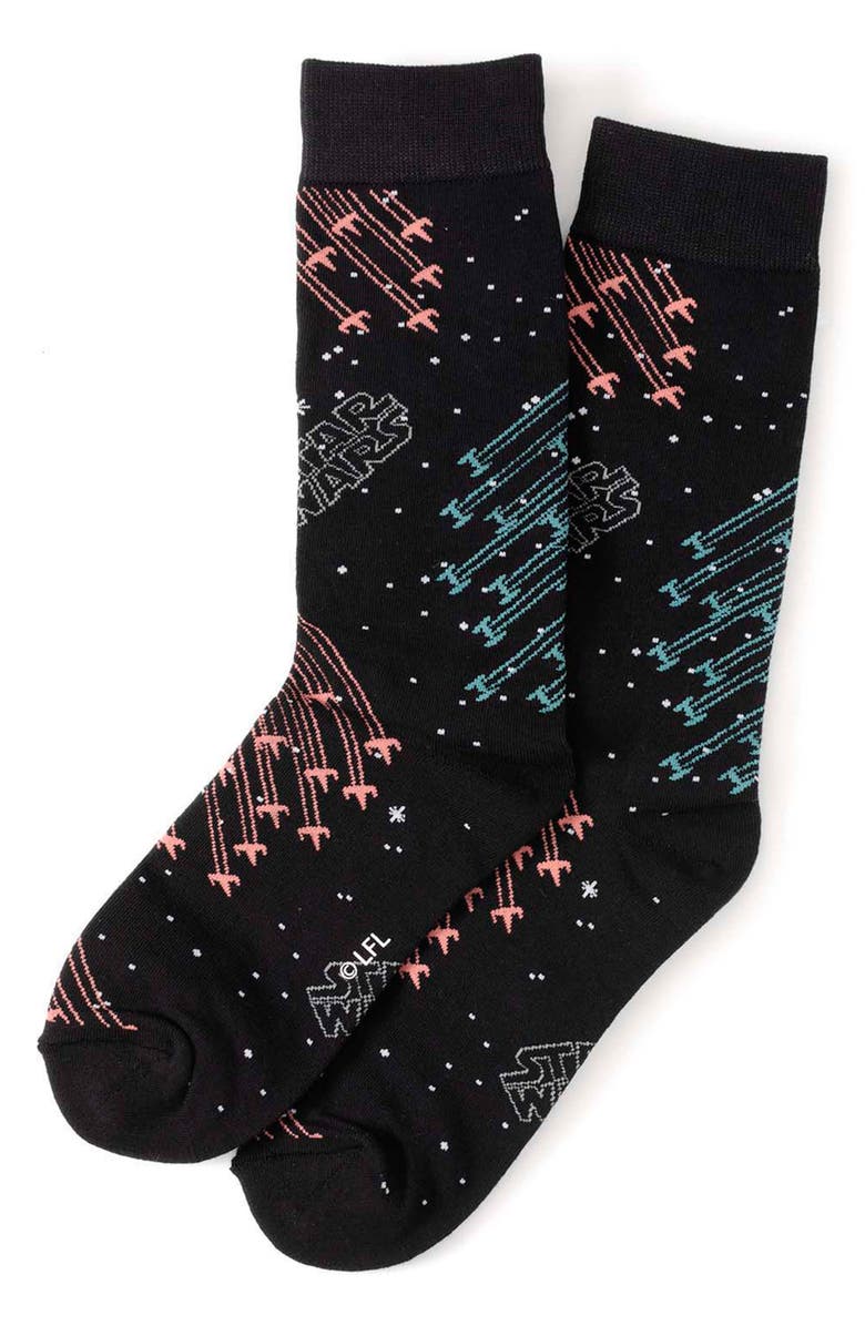 Cufflinks, Inc. Star Wars Ship Crew Socks & Lapel Pin Set, Alternate, color, Black