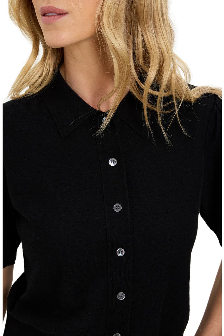 Sparrow Button Front Knit Shirt, Alternate, color, BLACK