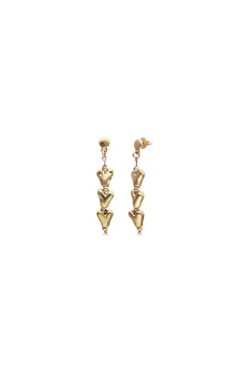 Long Earrings With Hearts Plated In 18K Gold