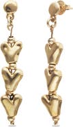 UNODE50 Long Earrings With Hearts Plated In 18K Gold