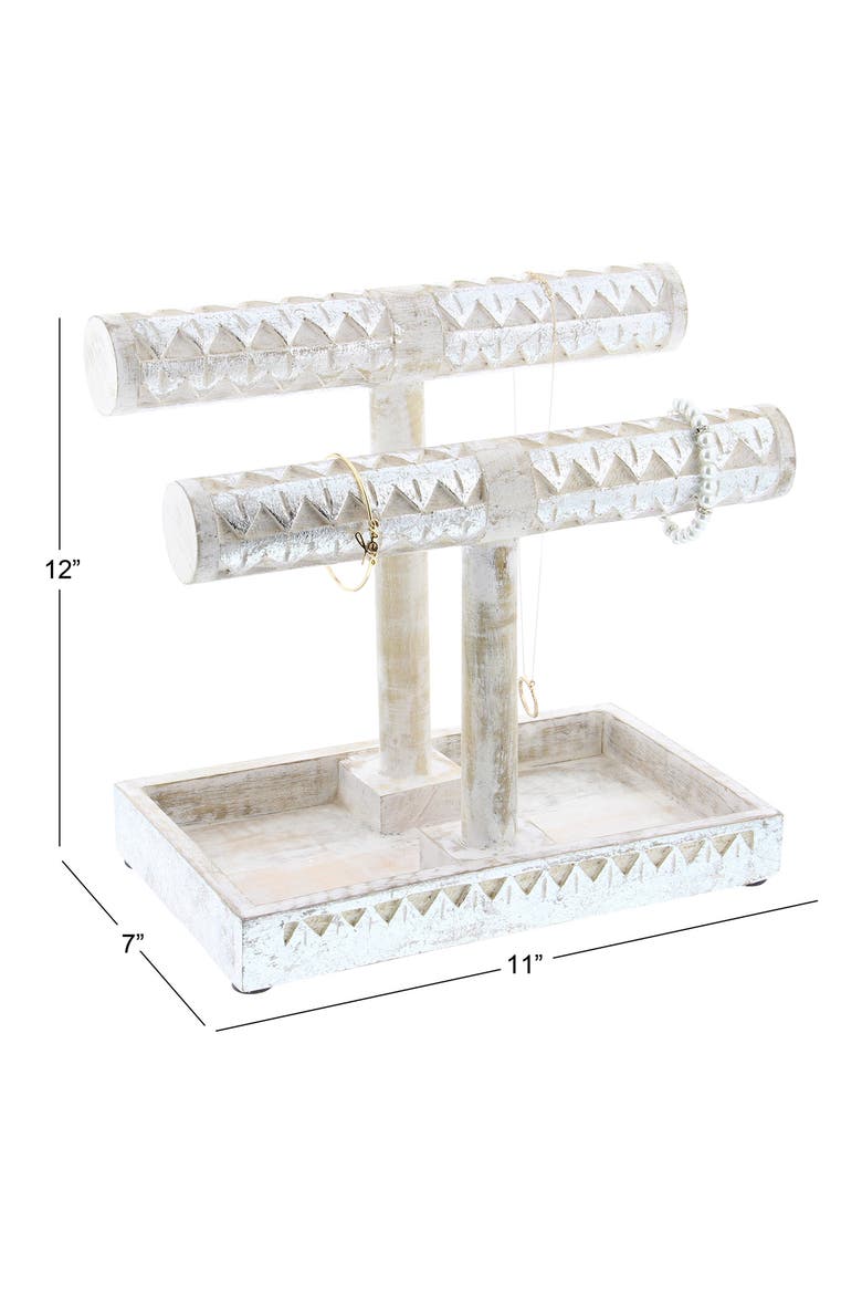 Silvertone Wood Natural Jewelry Stand, Alternate, color, SILVER