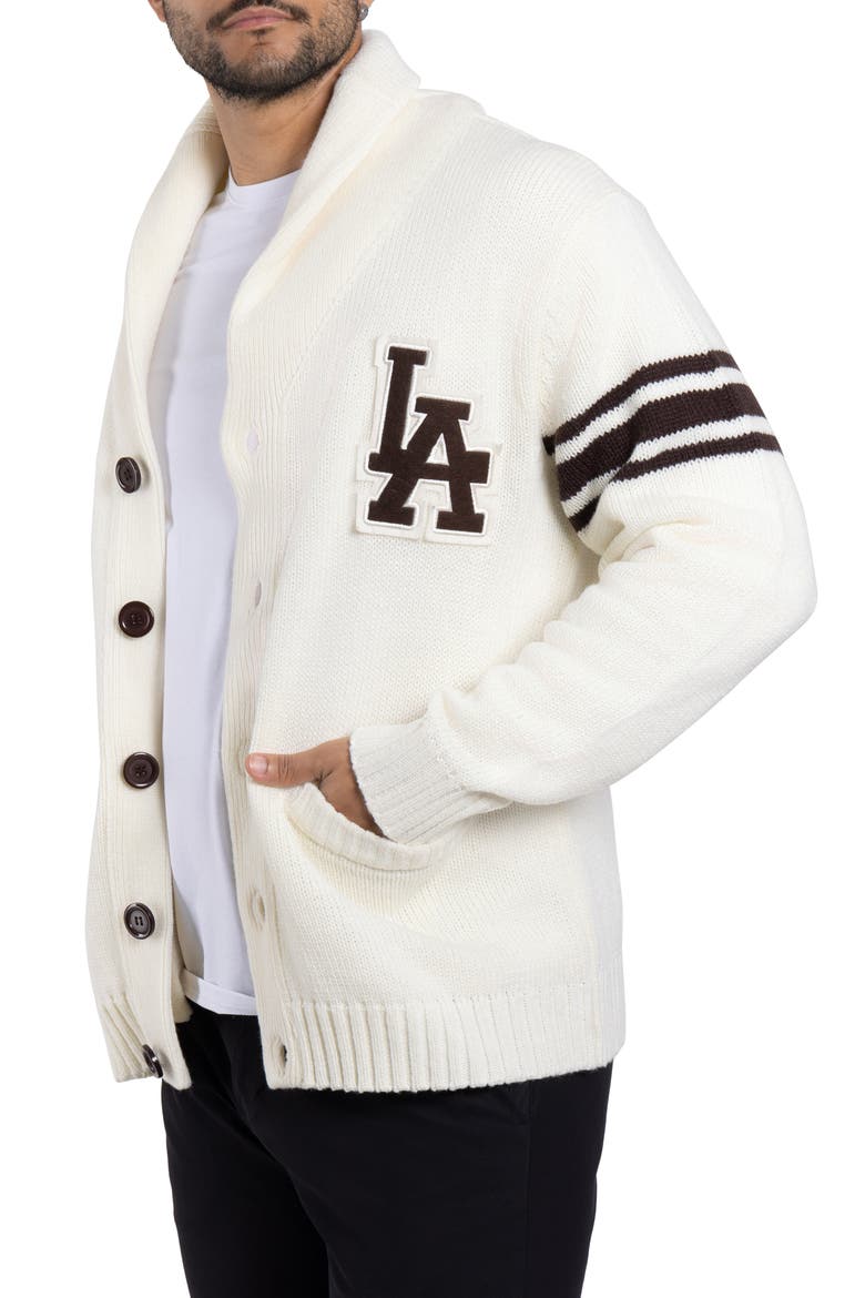 Shawl Collar Knit City Patch Cardigan, Alternate, color, CREAM