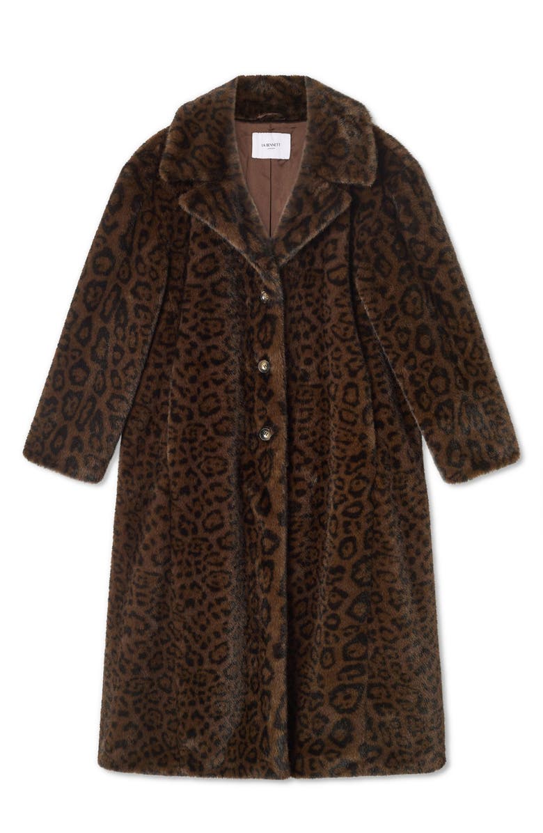 LK Bennett Leila Animal Print Faux Fur Coat, Alternate, color, Brown