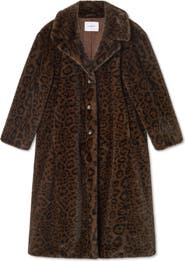 LK Bennett Leila Animal Print Faux Fur Coat