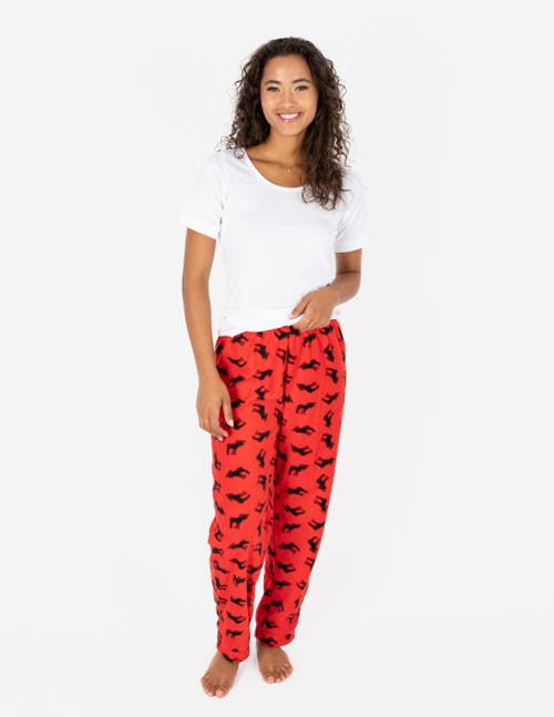 Leveret Fleece Printed Holiday Pajama Pants In Red