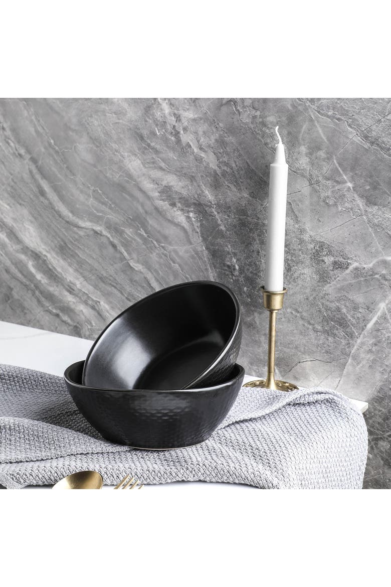 Abigael Stoneware 4-Piece Bowl Set, Main, color, Black