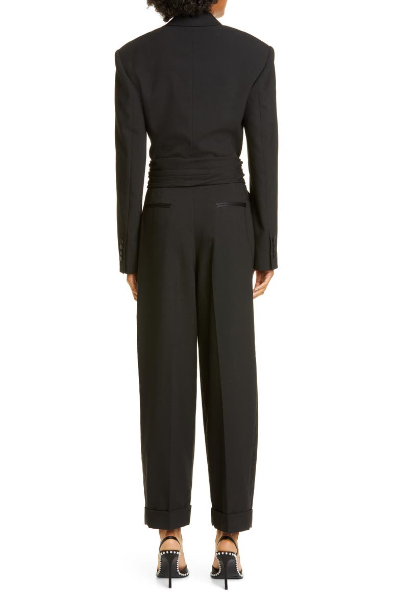 Tie Waist Tuxedo Jumpsuit, Alternate, color, BLACK
