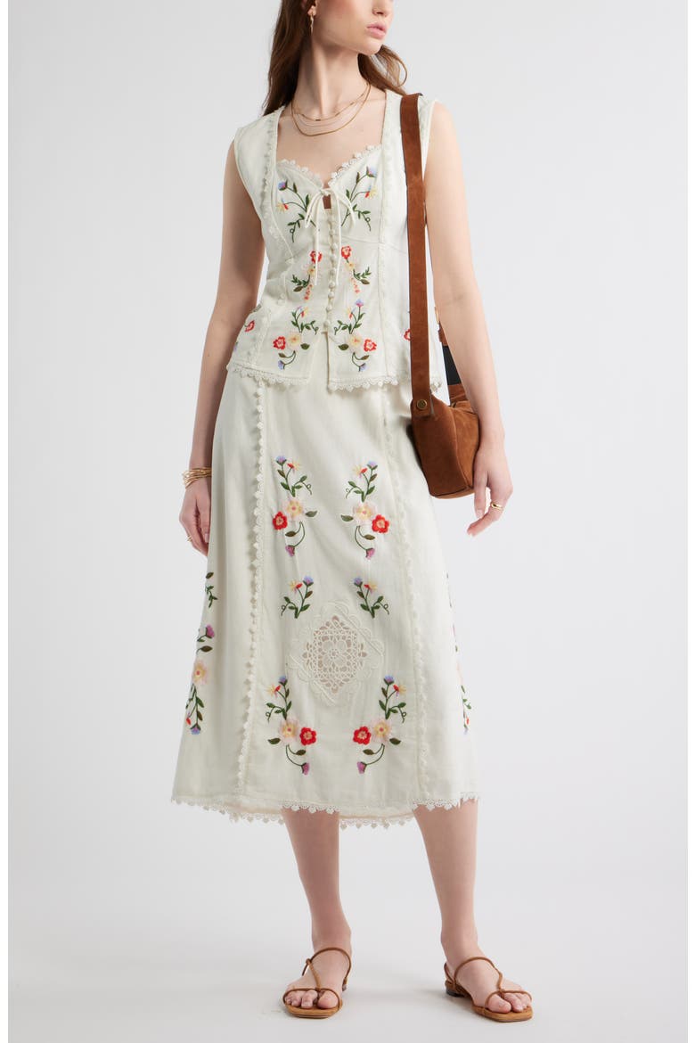 Embroidered Sleeveless Top, Alternate, color, IVORY MULTI
