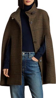 Lauren Ralph Lauren Houndstooth Wool Blend Cape