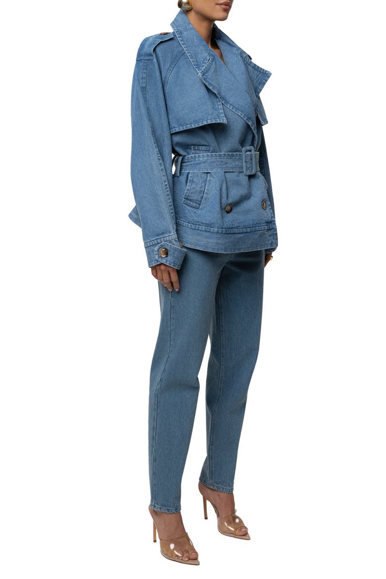 Double Breasted Denim Jacket, Alternate, color, Medium Wash