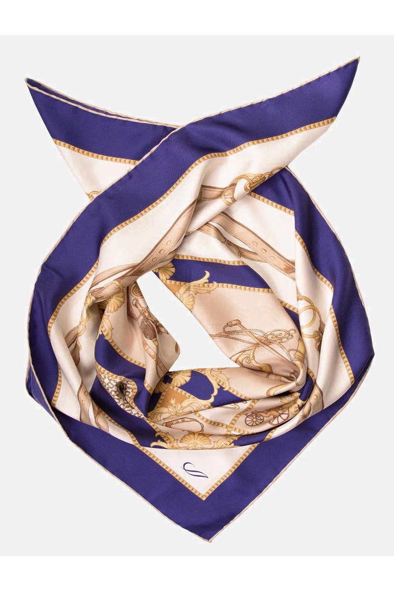 Vittoria - Hand Rolled Silk Foulard for Women, Main, color, Blue