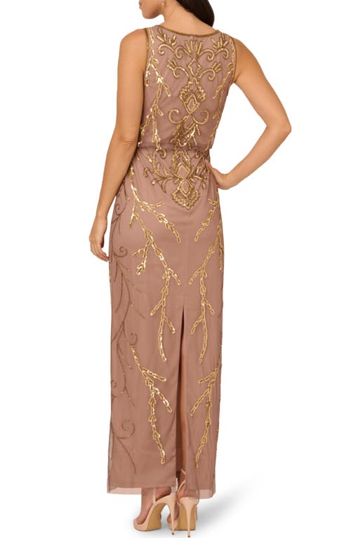 ADRIANNA PAPELL ADRIANNA PAPELL BEADED BLOUSON EVENING GOWN