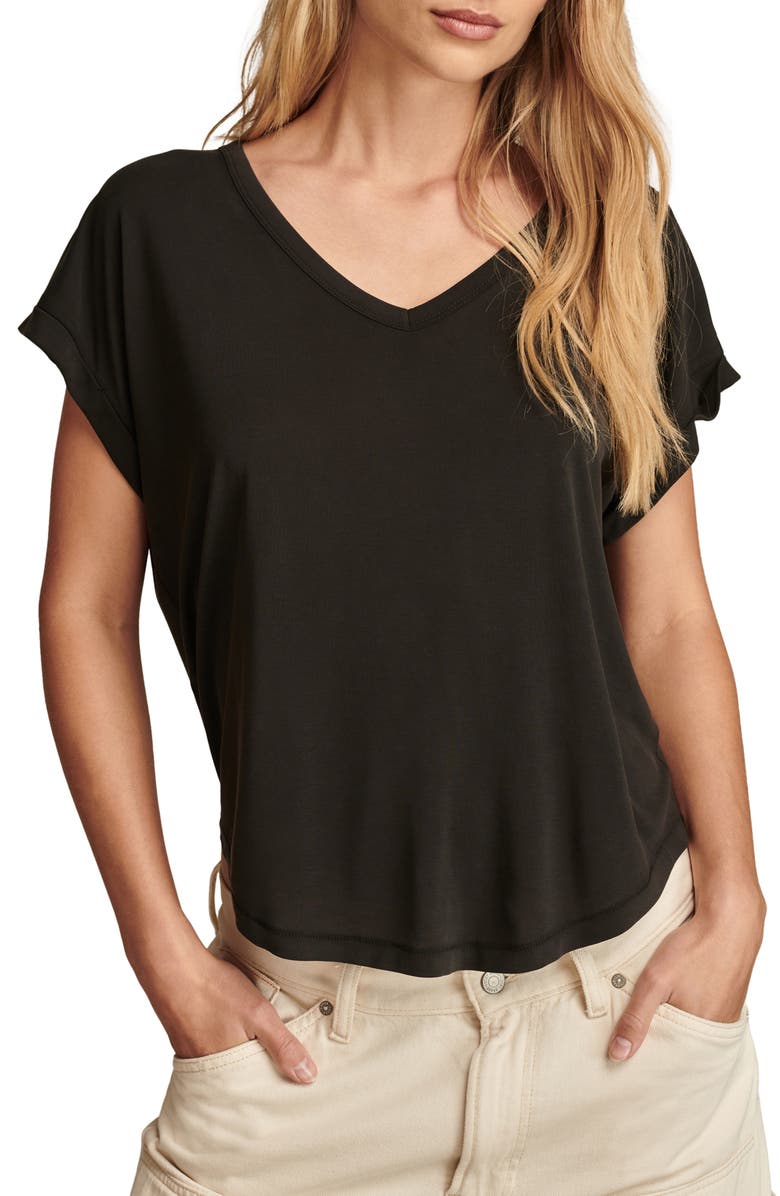 Lucky Brand Sandwash V-Neck Top, Main, color, 
