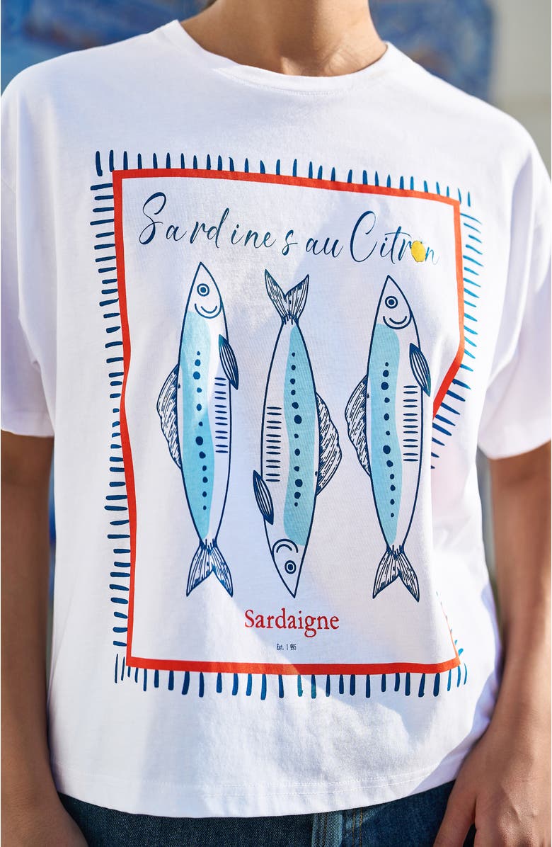Yumi Cotton Summer Motif T-Shirt, Alternate, color, White
