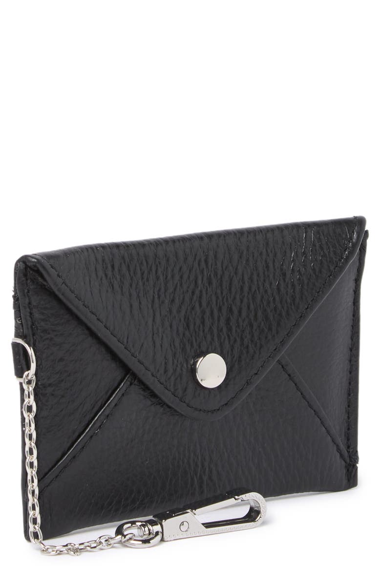 AIMEE Ashley Leather Pouch, Alternate, color, Black W/ Silver
