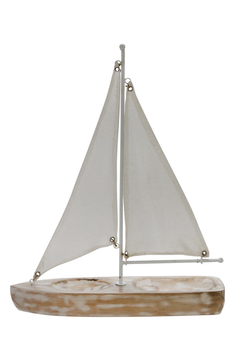 SAGEBROOK HOME Wood 17" Cloth Sailboat, Alternate, color,