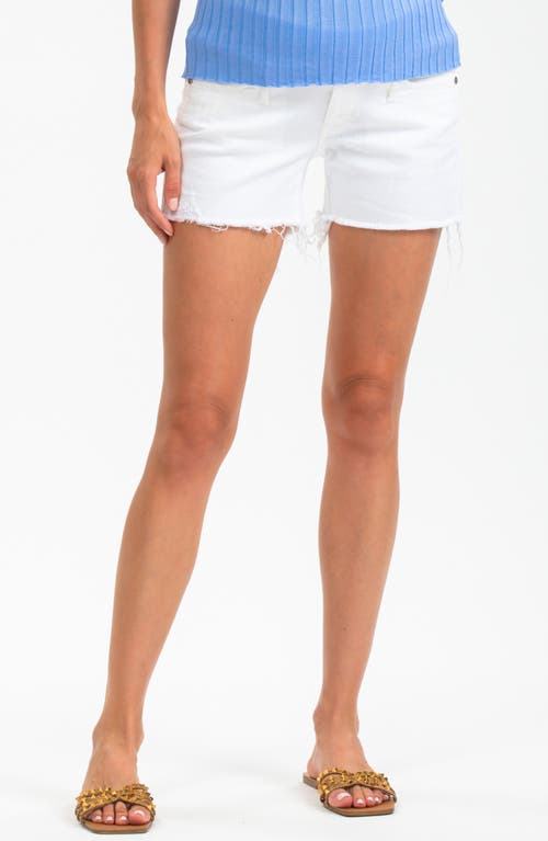 PIETRO BRUNELLI Distressed Maternity Denim Shorts in White 