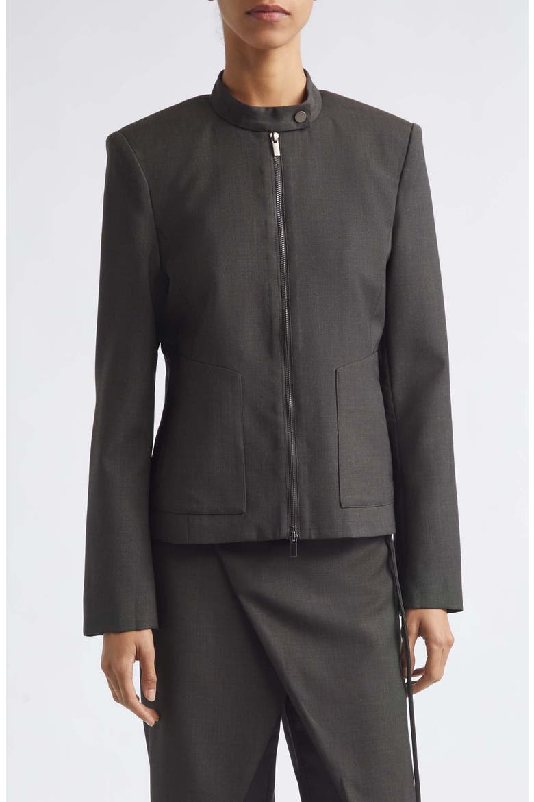 Wool Blend Moto Jacket, Main, color, UMBER