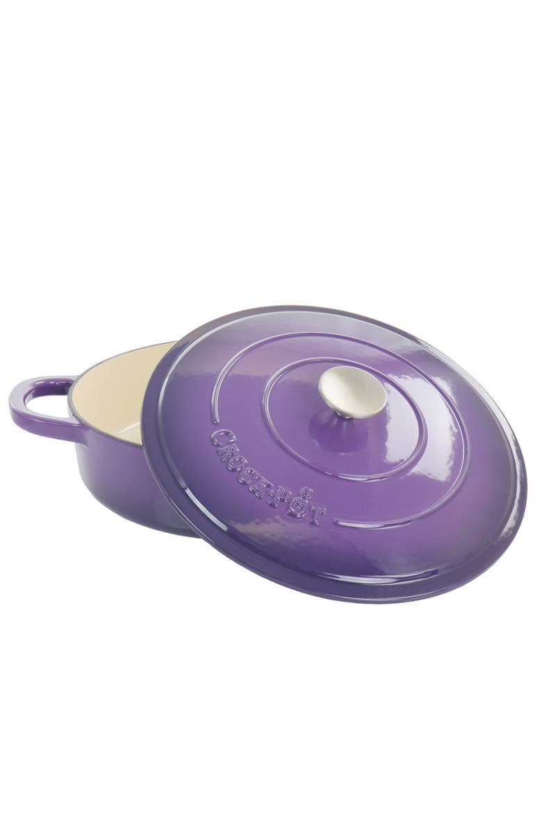 Crock-pot 2 Piece 5 Quart Enameled Cast Iron Braiser with Lid, Main, color, Purple
