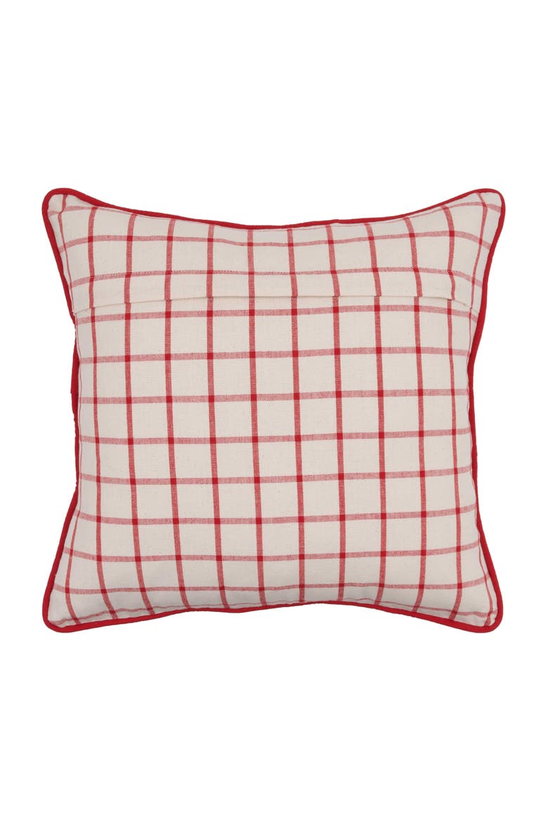 Naughty Kitty with Light Bulbs Piped Lumbar Throw Pillow 18" x 18", Alternate, color, Red