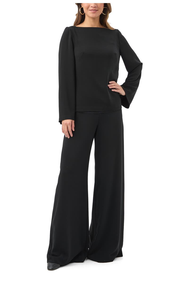 Trina Turk Sarese Long Sleeve Boat Neck Top, Alternate, color, Black