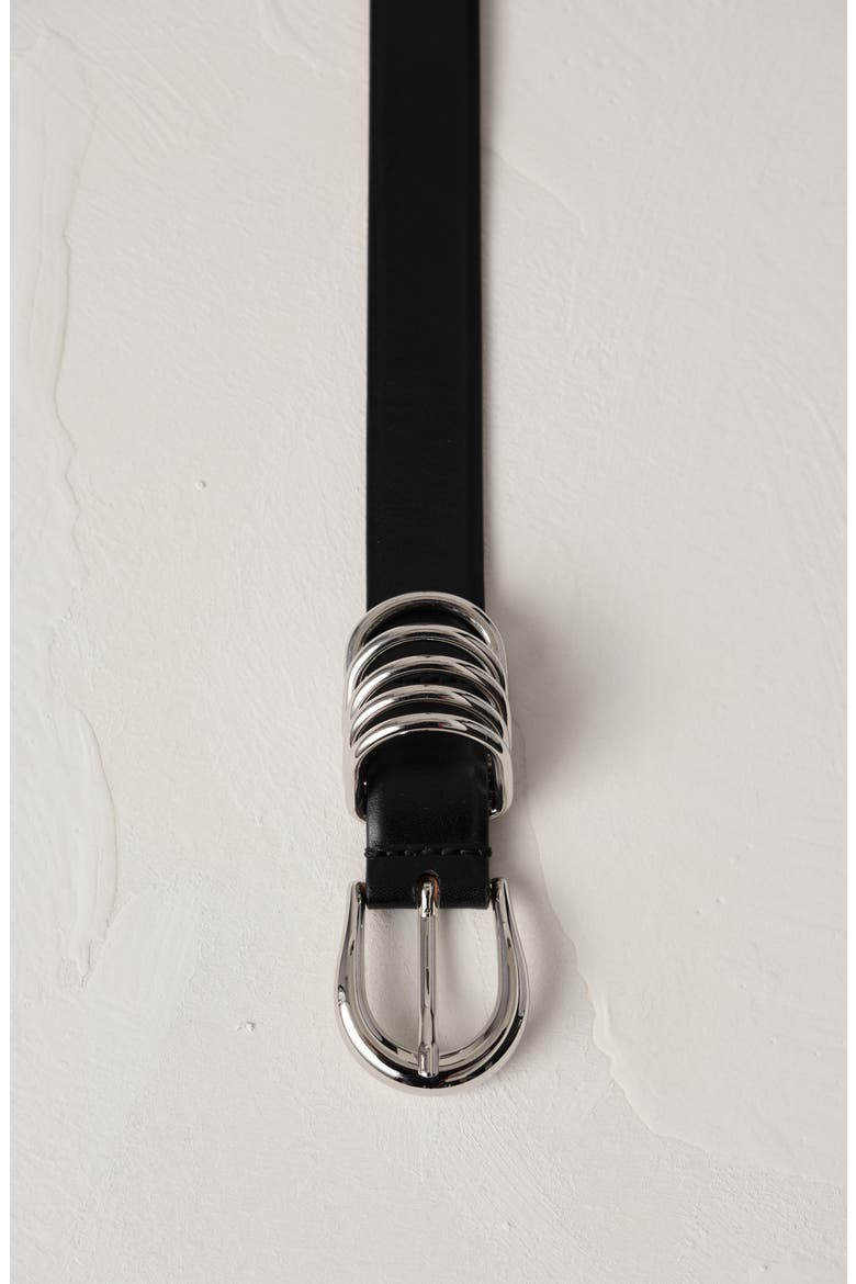Hollyhock Leather Belt, Alternate, color, BLACK/SILVER