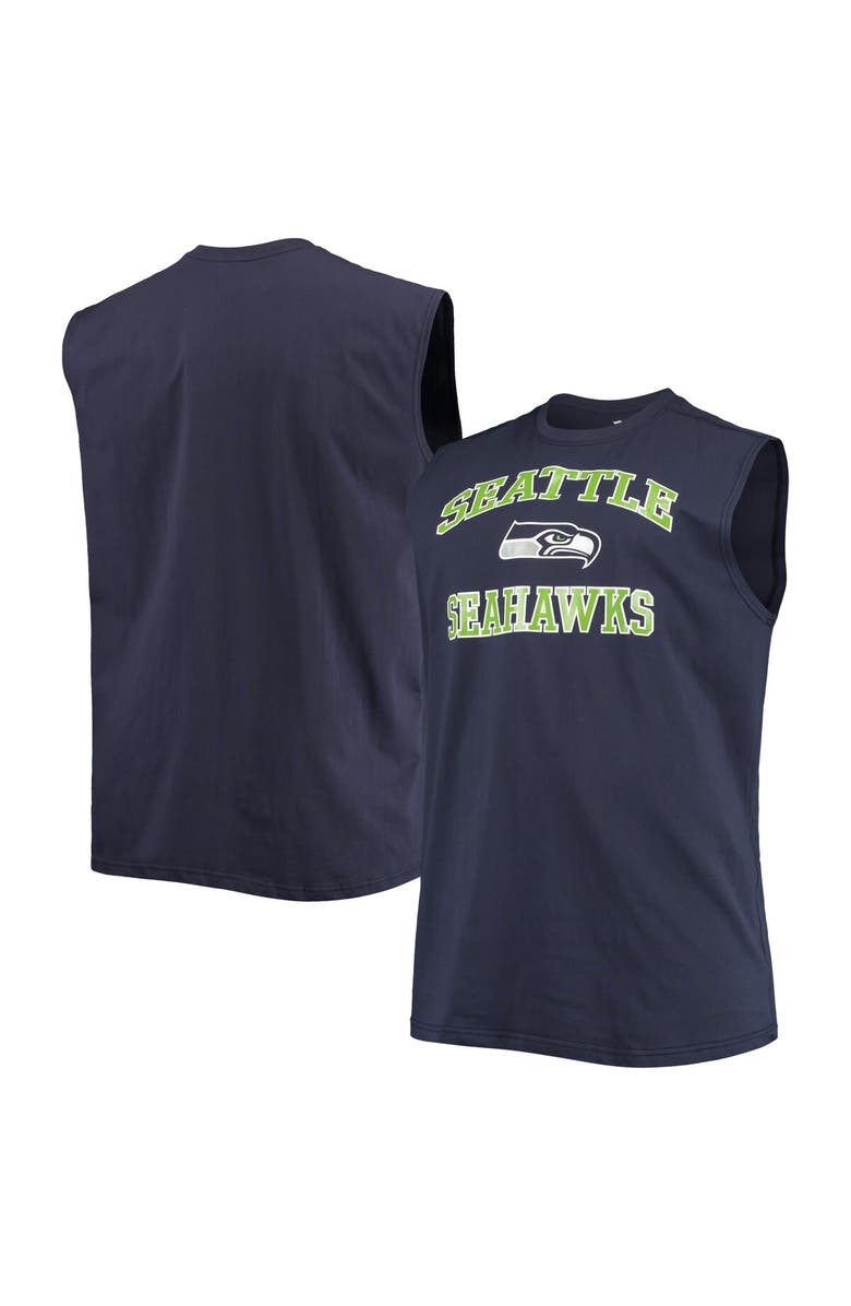 PROFILE Men's College Navy Seattle Seahawks Big & Tall Muscle Tank Top, Alternate, color, 
