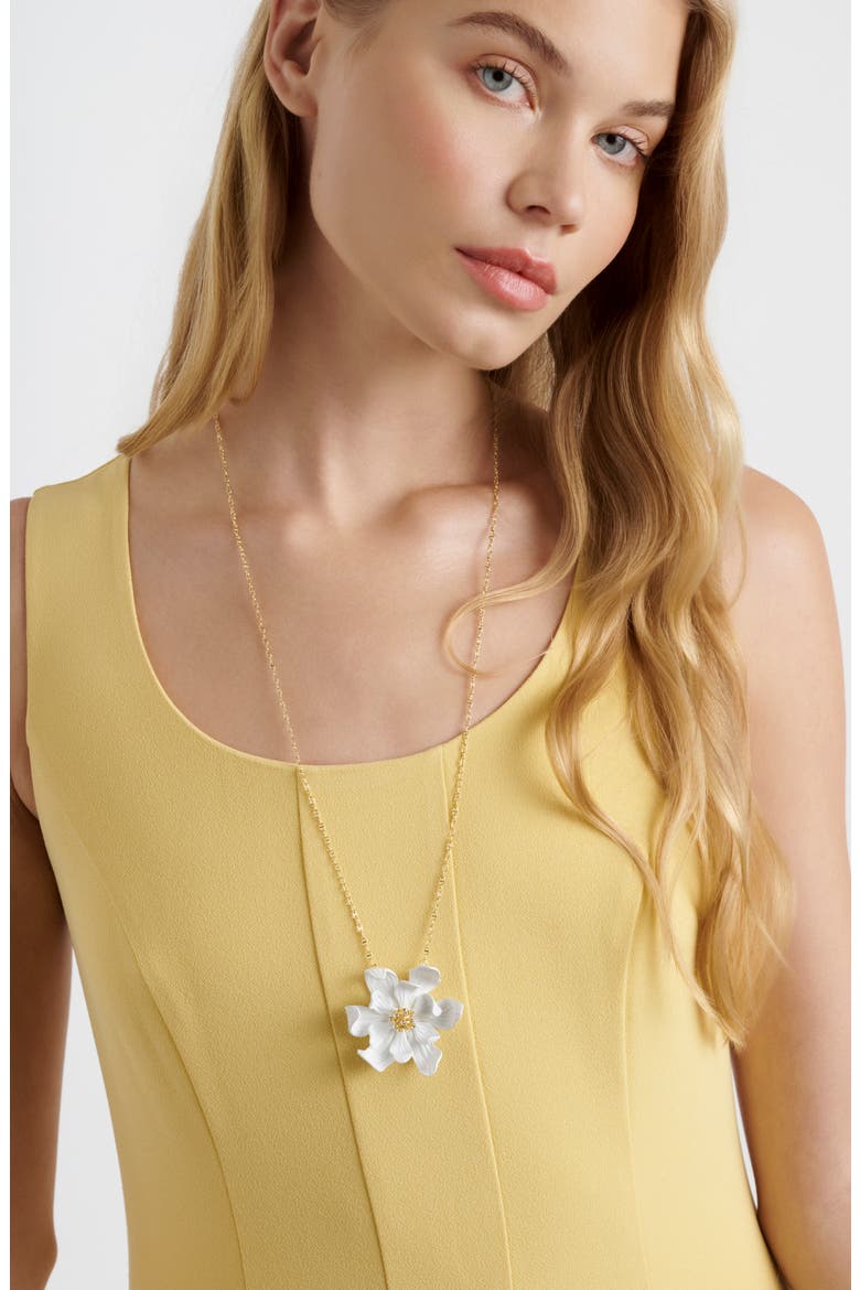 Fukany Furled Flower Enamel Pendant Necklace, Alternate, color, METALLIC GOLD