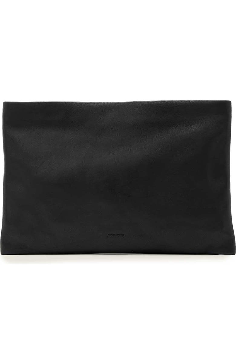 AllSaints Bettina Leather Clutch, Main, color, Black