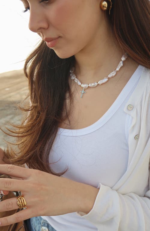 Joiana Jewelry Biwa Pearl Necklace In Metallic