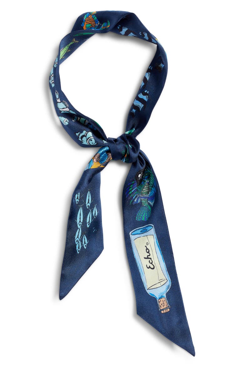 At Sea Silk Ribbon Scarf, Alternate, color, NAVY
