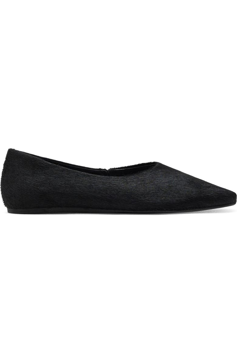 MANGO Genuine Calf Hair Square Toe Flat, Alternate, color, Black